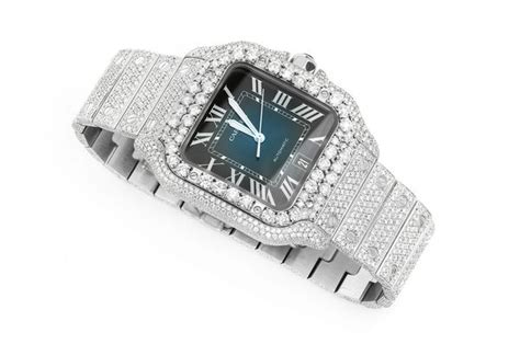 replica cartier iced out|cartier santos 4072 price.